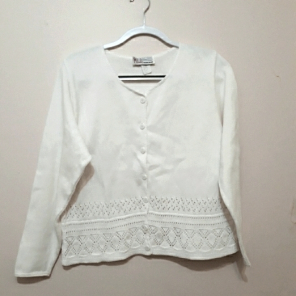 Vintage Milano design knit cotton Long-Sleeve button down Cardigan size …